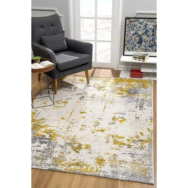 Palacedesigns 8 x 11 ft. Gold & Gray Abstract Area Rug PA3096932 - main